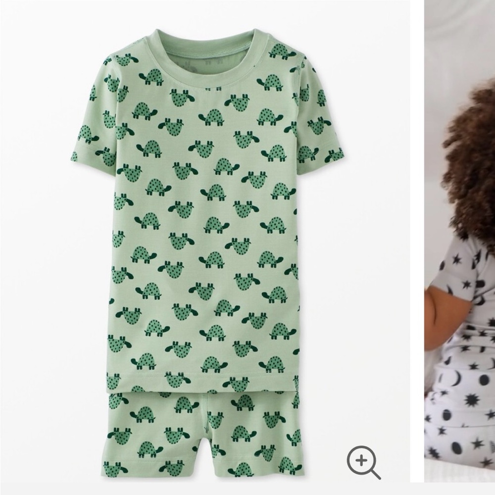 Hanna Andersson Short John Pajama Set in HannaSoft - Mini Turtle on Seafoam NWOT